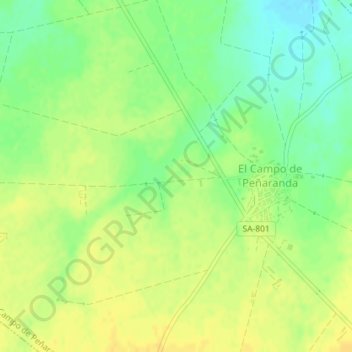 Topografische kaart Fuente, hoogte, reliëf