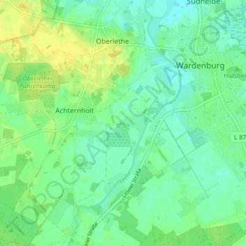 Topografische kaart Fünfhausen, hoogte, reliëf