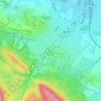 Topografische kaart Püngelsberg, hoogte, reliëf