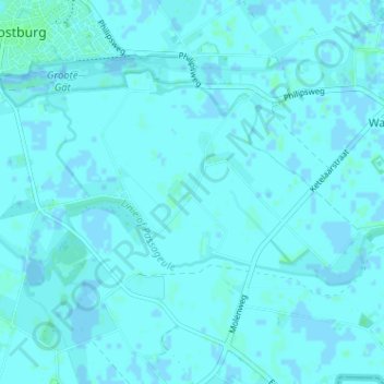 Topografische kaart Klein-Brabant, hoogte, reliëf