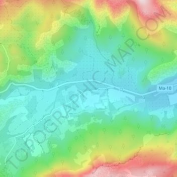 Topografische kaart vall d'en Marc, hoogte, reliëf
