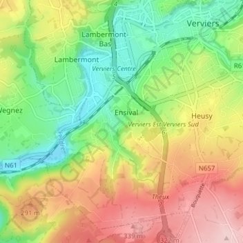 Topografische kaart Préri, hoogte, reliëf