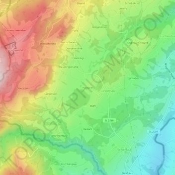 Topografische kaart Hagspiel, hoogte, reliëf