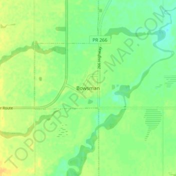Topografische kaart Bowsman, hoogte, reliëf