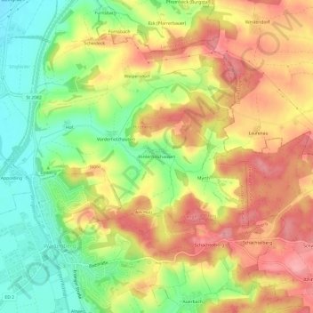 Topografische kaart Hinterholzhausen, hoogte, reliëf
