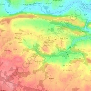 Topografische kaart Le Bechis, hoogte, reliëf