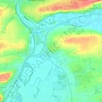 Topografische kaart Berg, hoogte, reliëf