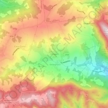 Topografische kaart Il Poggio, hoogte, reliëf