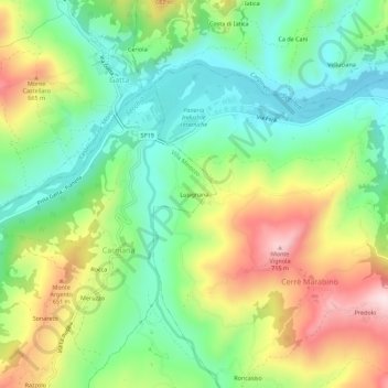 Topografische kaart Lusignana, hoogte, reliëf