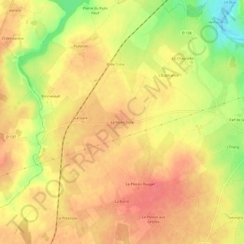 Topografische kaart Le Mont Dore, hoogte, reliëf