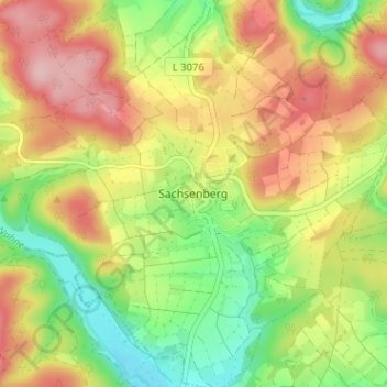 Topografische kaart Sachsenberg, hoogte, reliëf