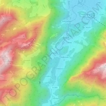 Topografische kaart Einfang, hoogte, reliëf