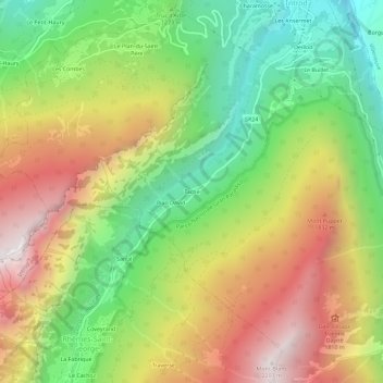 Topografische kaart Tache, hoogte, reliëf