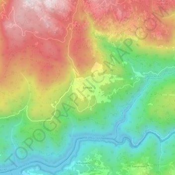 Topografische kaart Ermida, hoogte, reliëf