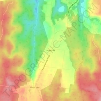 Topografische kaart Muskvale, hoogte, reliëf