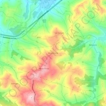 Topografische kaart Mezzomonte, hoogte, reliëf