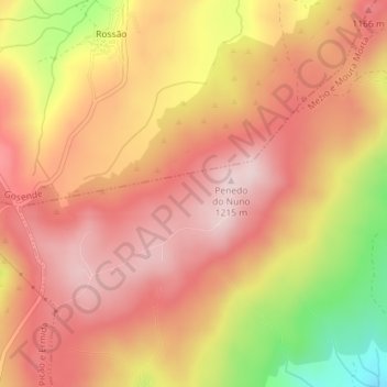 Topografische kaart Serra de Bigorne, hoogte, reliëf
