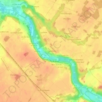 Topografische kaart Chatilllon, hoogte, reliëf