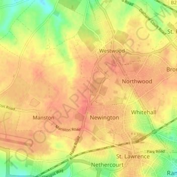 Topografische kaart Haine, hoogte, reliëf