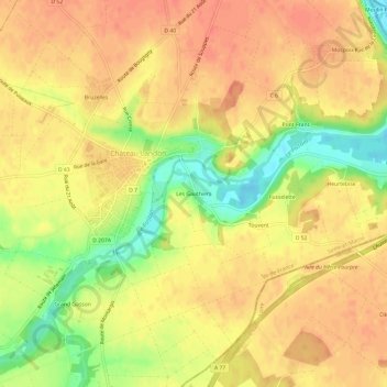 Topografische kaart Les Gauthiers, hoogte, reliëf