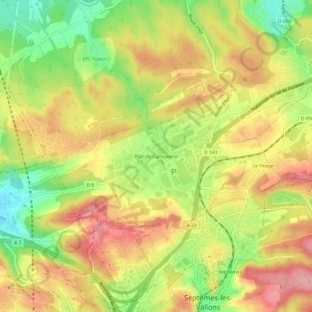 Topografische kaart Plan de Campagne, hoogte, reliëf