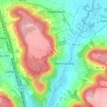 Topografische kaart Hofberg, hoogte, reliëf