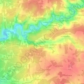 Topografische kaart La Guiltière, hoogte, reliëf