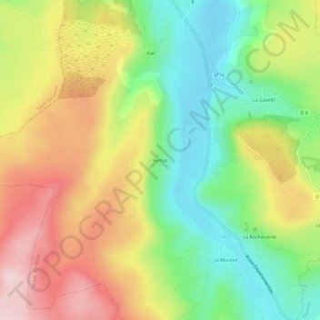 Topografische kaart Aymas, hoogte, reliëf