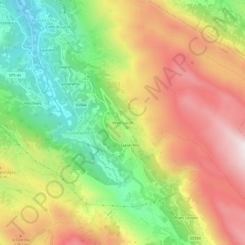 Topografische kaart Vado Lucoli, hoogte, reliëf