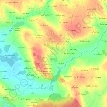 Topografische kaart Le Coquart, hoogte, reliëf