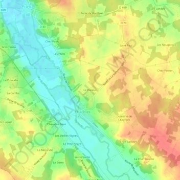 Topografische kaart Le Plantier, hoogte, reliëf