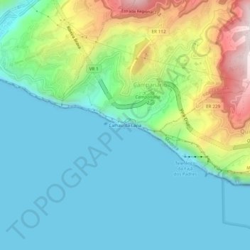 Topografische kaart Calhau da Lapa, hoogte, reliëf