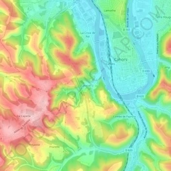 Topografische kaart Cabazat, hoogte, reliëf