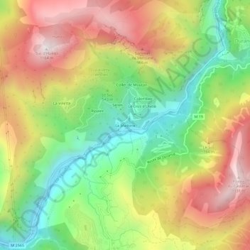 Topografische kaart La Madone, hoogte, reliëf