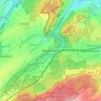 Topografische kaart Roggendorf, hoogte, reliëf