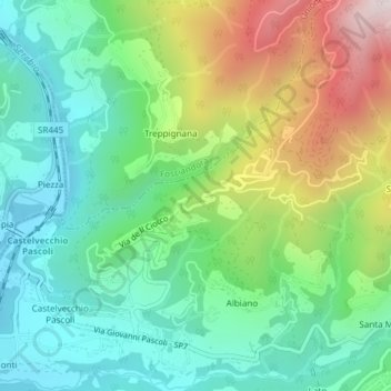 Topografische kaart Il Ciocco, hoogte, reliëf