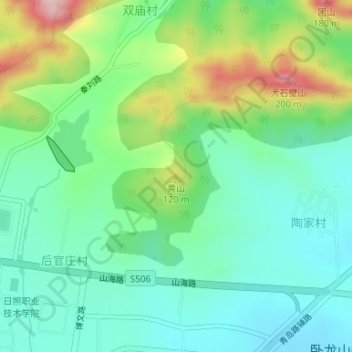 Topografische kaart 黄山, hoogte, reliëf