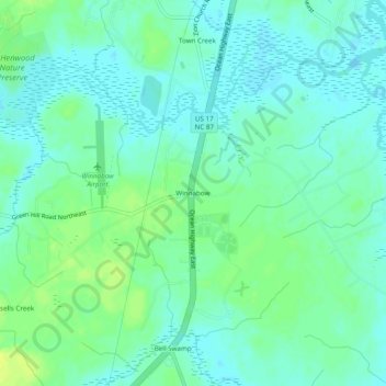 Topografische kaart Winnabow, hoogte, reliëf