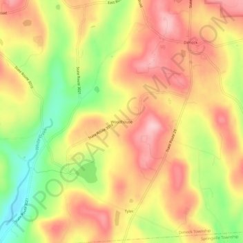 Topografische kaart Woodhouse, hoogte, reliëf