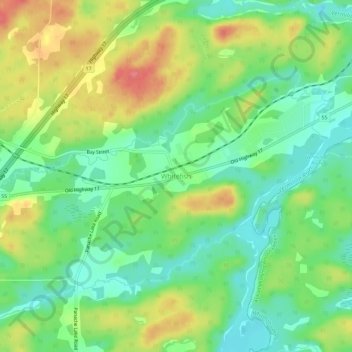 Topografische kaart Whitefish, hoogte, reliëf