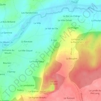 Topografische kaart Champ du Milieu, hoogte, reliëf