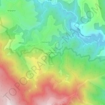 Topografische kaart Rabeyrals, hoogte, reliëf