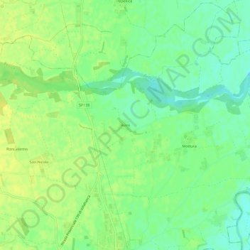 Topografische kaart Bussi, hoogte, reliëf