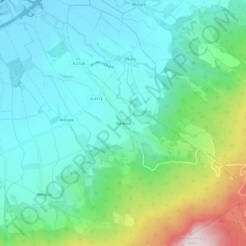 Topografische kaart Opacua, hoogte, reliëf