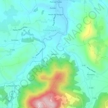 Topografische kaart Gaouats, hoogte, reliëf