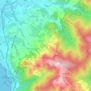 Topografische kaart Savolano, hoogte, reliëf