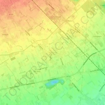 Topografische kaart Musano, hoogte, reliëf