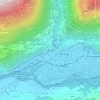 Topografische kaart Campoledro, hoogte, reliëf