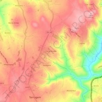 Topografische kaart Carne Assada, hoogte, reliëf