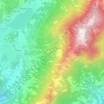 Topografische kaart Fovo alto, hoogte, reliëf